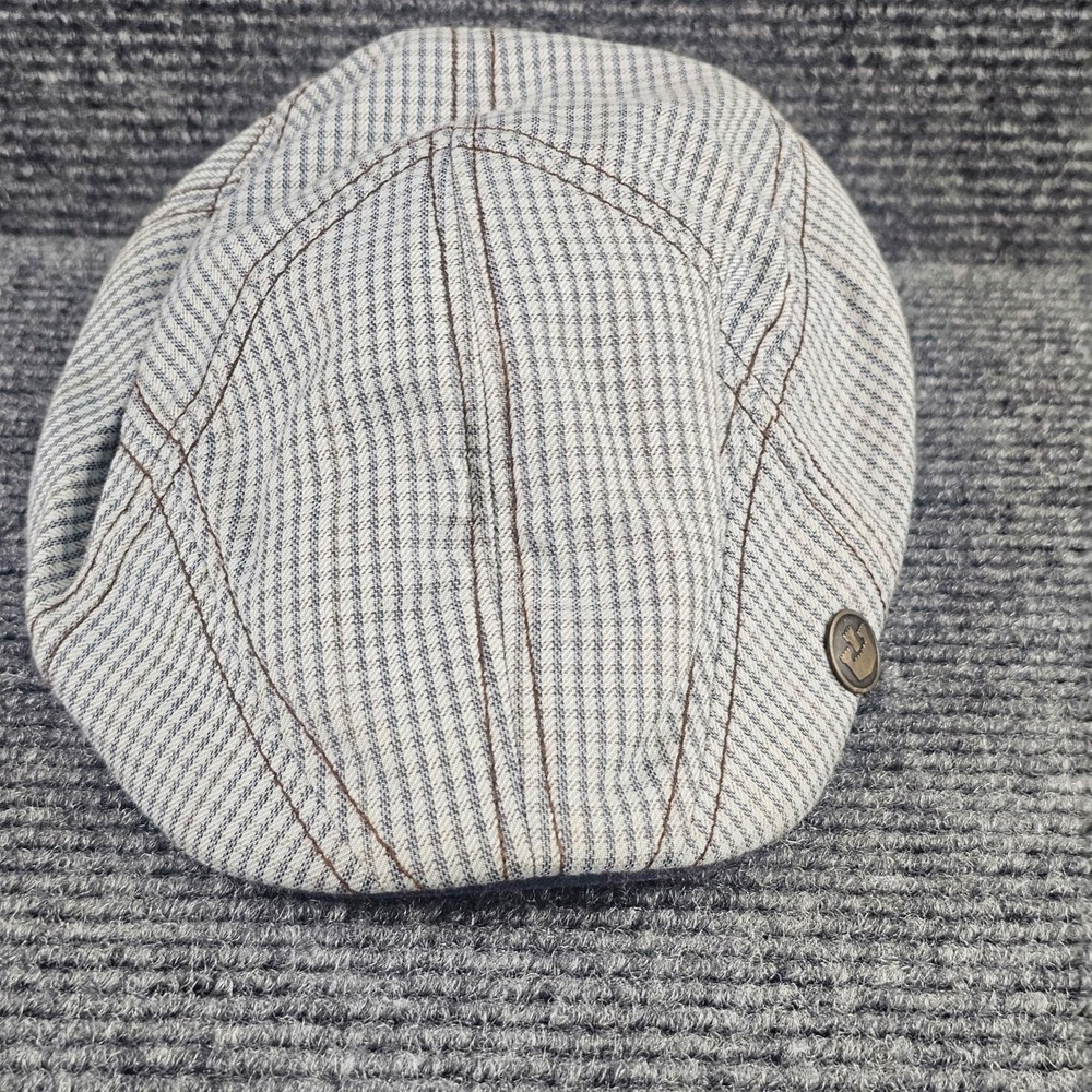Goorin Bros Hat Mens Medium Gray Striped Tweed Flat Cap Lined Newsboy Casual